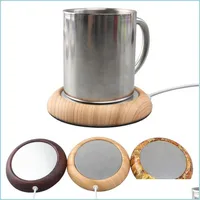 Mats Pads 6 Colors Usb Wood Grain Cup Warmer Heat Beverage Mug Mat Keep Drink Warm Heater Coffee Tea Cups Mugs Coaster For Home Ba Dhx3X