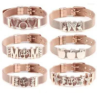Charm Bracelets Stainless Steel Mesh Keeper Bracelet With Heart Tree Slide Charms Brand Women Wedding Gifts