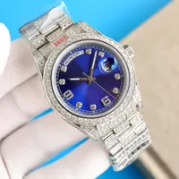 Full Diamond Watch Mens Otomatik Mekanik Saatler 41mm Diamond çelik bilezik ile iş kol saatleri 904L Paslanmaz Çelik Montre de Luxe