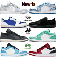 Authentic Jumpman 1 Chaussures de basket-ball 1s Low Fashion Women Mens Trainers New Emerald Olive Washed Denim Craft Inside Out Black Phantom Cactus