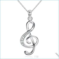 Pendant Necklaces 925 Sterling Sier Necklces Crystal Jewelry Music Note Diamond Pendant Statement Necklace Wedding Vintage New Arriv Dhjpc