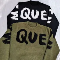 Sweaters para hombre de diseñador Graffiti Letter Knit McQueen Séter bordado Bordado Hombres sueltos Cálidos Párricas de punto