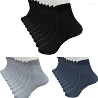 Men's Socks 10 Pairs Bamboo Fiber Ultra-thin Elastic Silky Short Silk Stockings Men Breathable Sports Solid Color