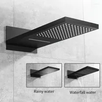 Bathroom Shower Sets Faucets Matte Black Wall Mount Faucet Set Rainfall Square Big Head Handheld Valve Bath Mixer Tap 877845
