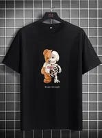 T-shirts masculina Funny Bear Graphic Print Short Sleeve padronizado
