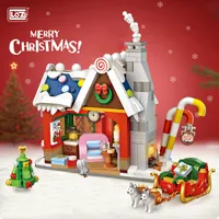 LOZ 1223 1224 건축 메리 크리스마스 하우스 트리 사슴 3D 미니 블록 벽돌 건축 장난감 어린이 선물