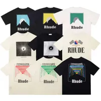 Rhude Tasarımcı T Shirt Kısa Kollu Tees Tshirt High Street Moda Tee Erkek Kadın Yaz Stili Biraz Büyük Boy Üstler
