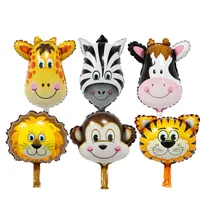 Festdekoration mini tecknad djur folie ballong tiger lejon ko apa aluminium film ballong ballonger barn leksak f￶delsedag br￶llop fest dekoration dbc vt0253