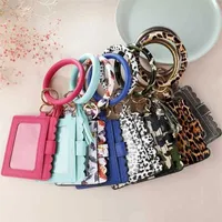 Kartenhalter Stock Leopard Print PU Leder Quasten Anh￤nger Armband Party Bevorzugung Ladies Leder Keychain Wallet Card Paket Visitenkarte Inhaber