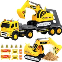 Ziehen Sie Spielzeug Excavator Traktor Flachbett Lastwagen 1 12 Ma￟stab gro￟er Gr￶￟e und Go Toy Trucks Konstruktionslastwagen mit Lichterger￤uschen