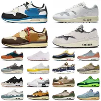 Schuhe Nike Air Max Airmax 1 87 Travis Scott Mens Womens Designer Running Shoes Kiss Of Death Unc White Gum Bacon Black Obsidian Sean Wotherspoon Sports Sneakers Trainers