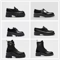 Bayan Elbise Ayakkabı Loafers Tasarımcı Platform Ayakkabı Tıknaz Monolit Siyah Fırçalı Deri Ayak Bileği Botları Martin Boot Combat Potes Dantel Yukarı Çikolata Mary Jane Loafer