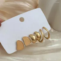 Stud￶rh￤ngen 3 par Hoop Pearl Earring Set Fashion Gold Metal Earing Fj￤ril Circle Geometric Vintage for Women Jewelry