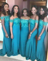 Abiti da damigella d'onore a sirena blu verdeome al verde pace di pizzo applique per matrimoni africano cameriera di abiti da ballo onore abito da ballo da ballo