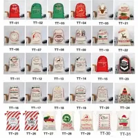 Precio más bajo 2022 Bolsas de regalo de Navidad de los estilos más bajos Grandes lienzo orgánico pesado Bag Santa Sack Drawstring Bags con renos FY4249