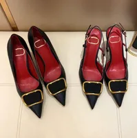Scarpe con fibbia donna tacchi alti pompe da donna scarpe da sposa tacchi scarpe metallo v tacones puntato per punta di punta di punta sexy nero