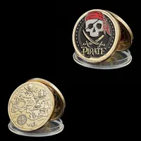 두개골 해적 배 금 보물 동전 공예 야생 수집 가능한 예술 vaule