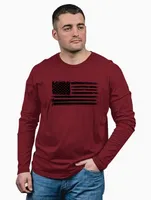 Camisetas para hombres "USA Flag" Gráfico de manga larga aplicables para adultos