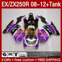 & Tank Injection Fairings For KAWASAKI NINJA ZX250 EX250 R 2008-2012 163No.174 EX ZX 250R EX250R ZX250R 2008 2009 2010 2011 2012 ZX-250R 08 09 10 11 12 Fairing purple stock