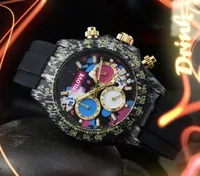 Luxury Full Full Functional Watches 43 mm de movimiento de cuarzo Tiempo macho Reloj Cinturón de goma Flores de mármol Caso retro Regalos populares de pulsera
