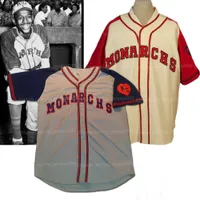 Custom Kansas Satchel Paige #25 Monarchs Jersey de beisebol bege cinza Nome costurado Número S-4xl
