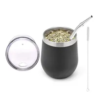 Muggar Doublewall rostfritt Yerba Gourd Mate Tea Set Water Mate Tea Cup with Lock Spoon Straw Bombilla Head Filter Brush 221018