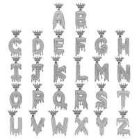 26 Englische anfängliche Kronheize Halsketten Blingschmuck Zirkon 18k Gold Buchstaben Diamant Anhänger Hip Hop Halskette für Frauen Männer Edelstahlkette 2528 E3