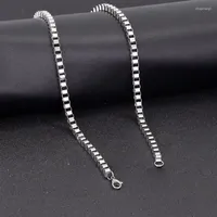 Link Bracelets 2/3/5mm Stainless Steel Square Shape Box Chain Necklace For Men Women DIY Jewelry Making Daily Wear Wholesale