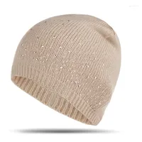 Berets Soft Keep Warm Hats Ladies Bonnet Winter Skullies Beanies Hat Women Solid Color Knitted Female Caps