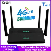 Roteadores kuwfi 4g WiFi 300Mbps Wireless SIM com slot de cartão Slot Modem Support 32 Usuário Repeater 4 Configuração da VPN de antenas 221019