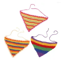 Шарфы K1me Crochet Turban Bandana красочная головная обертка Triangle вязаное платформ для девочек.