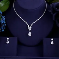 Autres ensembles de bijoux Janekelly Design Luxury AAA Zircon Water Drop Shape Collier Ensemble pour femmes Bijoux de fête de haute qualité Wedding 221019