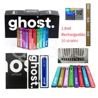 Ghost Disposable E-cigarettes Vape Pen 280mAh Battery Rechargeable 10 strains 0.8ML Empty Carts With Childproof Packaging