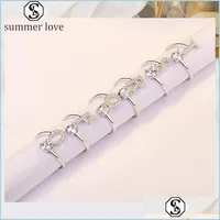 Band Rings Creative Fashion 26 Letters Diamond Ring for Women Sier Simple Combinatio Open Wedding Party Party Gift -Y Drop de dhjnb