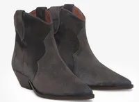 NOVO ISABELS O DICKER CUSTURADO TORNE BOOTS GENUINO Moda de couro novo pop Marant Paris Passadas de inspiração ocidental Sapatos Dickers Booties