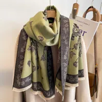Scarves New style scarf autumn and winter Women's imitation cashmere Long shawl warm thickened double faced butterfly
