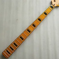 34inch Jazz Bass Guitar Neck replacement Maple 4 string 20 Fret Maple fingerboard block inlay Yellow gloss