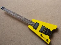 Left hand yellow headless electric guitar with floyd rose rosewood fretboard can be customized as request