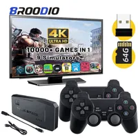 Портативные игровые игроки Broodio 4K HD Video Console Stick 4K 10000 S 24G Двойной беспроводной контроллер Retro TV 4 K Drop 221019
