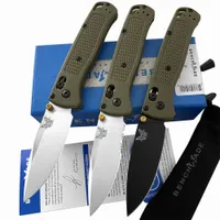 Benchmade 535/535S Bugout Axis Folding Knife 3.24 '' Mark S30V Satin Plain Blade Green Nylon Glass Fiber Handtag Pocket Knives Outdoor EDC Tools 550 537 560 556 555 533 781