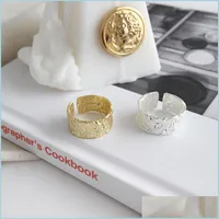 Band Rings Sier Open Ring For Women Ins Niche Irregar Wave Sand Surface Wide Original Party Birthday Gift Drop Delivery 2022 Jewelry Dhbfz