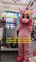 Pink Unicorn Flying Horse Rainbow Pony Mascot Costume Adult Character Mise En Scene Promotional Compaign CX2017
