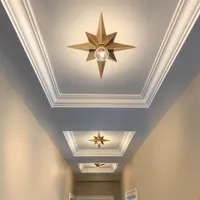 Luz de lumin￡ria de teto de estrela de cobre completa Estilo americano Dome octogonal LUZ