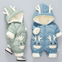 Rompers grossos e quentes de bebê macacão de bebê encapuzado dentro de lã menino menina inverno Macacão de outono para crianças de roupas de vestuário de roupas de neve -mouse 221018