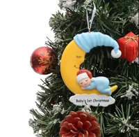 Natale baby eerste polyresin hangende kerstdecoratie gepersonaliseerde glitter kerstboom ornamenten voor vakantie nieuwjaar geschenken groothandel dd