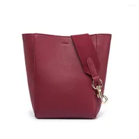 Вечерние сумки Fsislover Fashion Women Bag Vintage Bucket для девочек PU кожаный мессенджер широкий ремешок бесплатно подарки подарки по магазинам