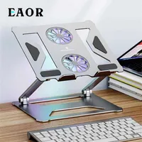Tablet PC Stands EAOR New Foldable Laptop with Dual Fan Cooling Bracket Portable Aluminum Alloy Holder Base Ergonomic Notebook W221019