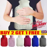 Other Home Garden Large Natural Rubber 2L Hot Water Bottle Bag Faux Fur Fleece Knitted Warm Cover T221018