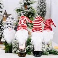 Party Decoration Christmas Wine Bottle Set Faceless Dolls Snowmen Elk Tygtäckning för leveranser Heminredning 2022