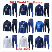 2022 Frans Fra nce Trainsuit Trainingspak World Soccer Cup Jersey Benzema Mbappe Equipe de Full Sets Kids Kit Men 22/23 Francais Half Pull Chandal Futbol met lange mouwen